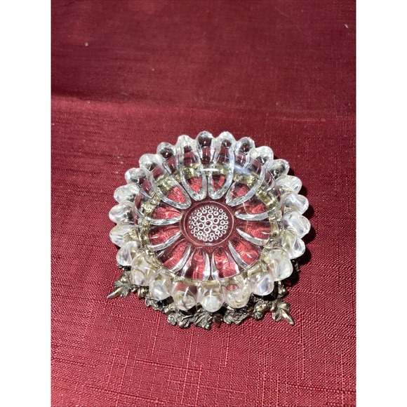 Vintage Hollywood Regency MCM Gold & Glass Trinket/Ashtray Dish VGC - Picture 2 of 6